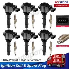 6 Pack UF535 Ignition Coils and Spark Plugs for Mercedes-Benz C250 GL450 ML350