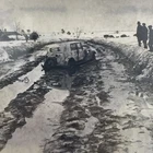 VINTAGE Photo B&W Junk Art WW2 German War Military Nazi Soldiers Snow Car Burnt