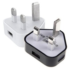2pc 5V1A 3Pin USB Plug Charger Wall Chargers UK Power Adapter For iPhone Samsung