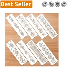 Reusable Mandala Flower Border Stencils - Perfect for Wood, Fabric  Wall Art