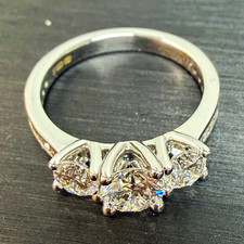 Abelini 9ct White Gold Lab-Created Diamond Three-Stone Ring 1.25ctw R