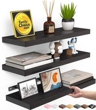 BAYKA Floating Shelves for Wall, Wall Mounted Rustic Wood Shelves for Bathroom,