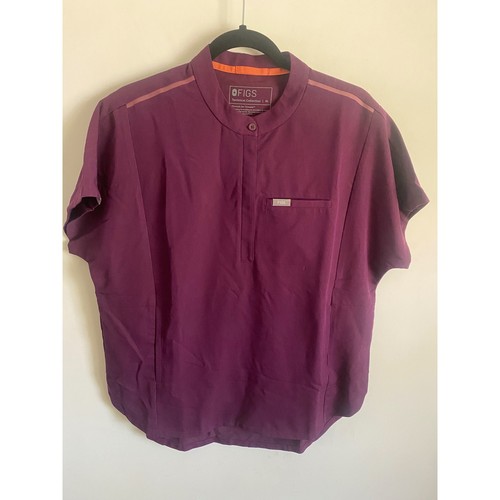 FIGS Technical Collection Womens Burgundy Mandarin Collar Scrub Top Medium M