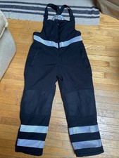 RefrigiWear Mens Insulated Softshell 3M L Visibility Reflective Bib Overalls EUC