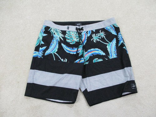 Vans Swim Trunks Mens 38 Black Gray 