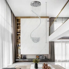 9 LED Luxury Crystal Ceiling Light Spiral Rain Drop Modern Pendant Lamp Fixture