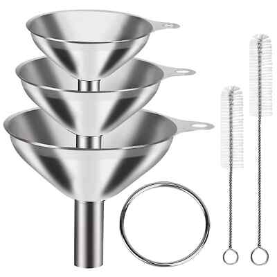 6 Pcs Stainless Steel Mini Funnels for Kitchen use Large Tiny Small Funnel Set 3