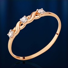 Rose gold ring Russian rose gold 585 gold ring with CZ very cute new
