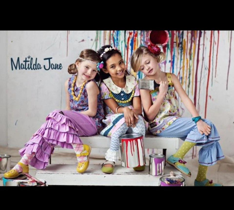 Pantalones con volantes violeta dulce Matilda Jane para niñas lavanda talla 14 mezcla de lino Foto 2 de 4