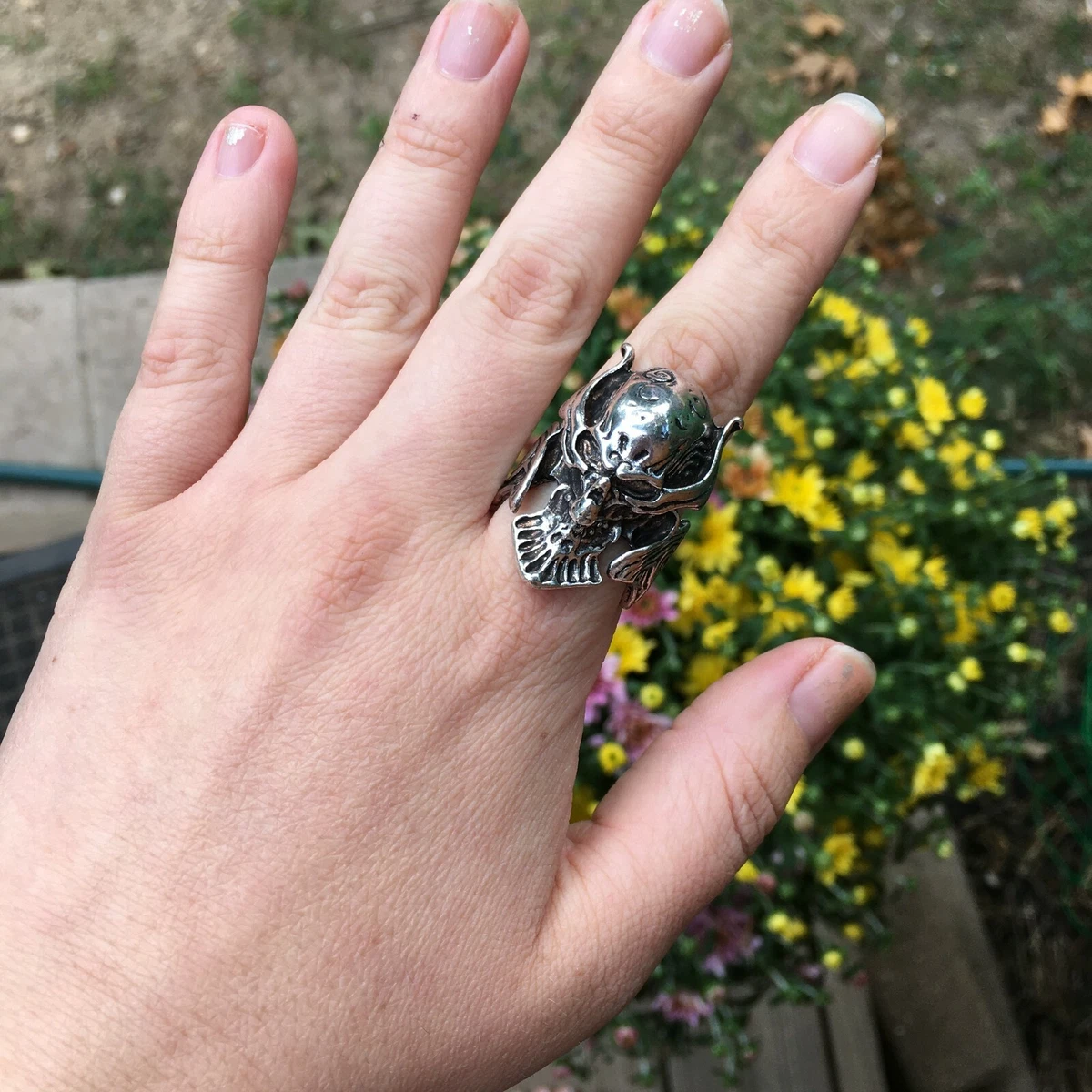 Skull Ring Skeleton Ring Size 10 Ring Halloween Jewelry Skull