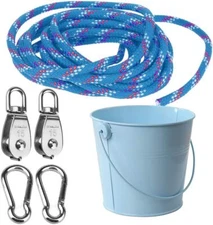 Blue Pulley Gardening Tool Set For Kids Educational Toy Outdoor Play 10M Rope