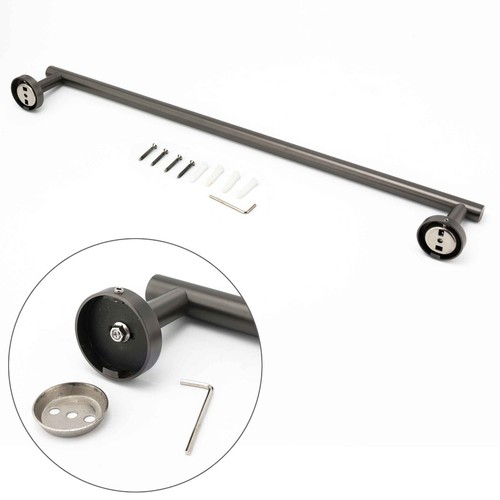 Gun Metal Towel Rail Rack Toilet Paper Holder Robe Hook Round Stainless Steel - Picture 23 of 28