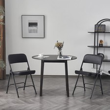 2 Pack Metal Folding Stackable Seat Upholstered Chairs for Office Home Party