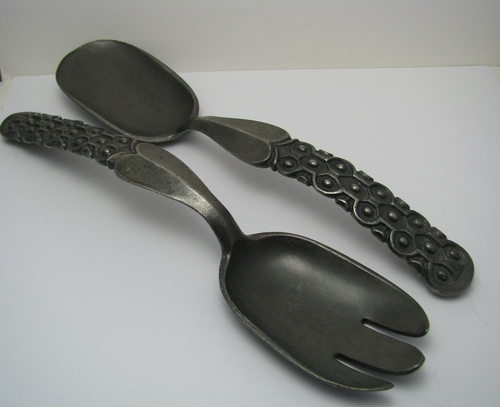 MID-CENTURY PEWTER SPOON FORK SERVING SET by David-Andersen Guttorm Gagnes 1960s