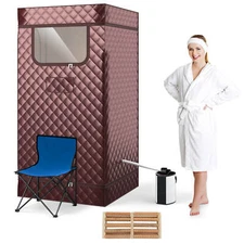 Portable Steam Sauna for Home w/3L Steam Generator Remote Control Foldable Chair