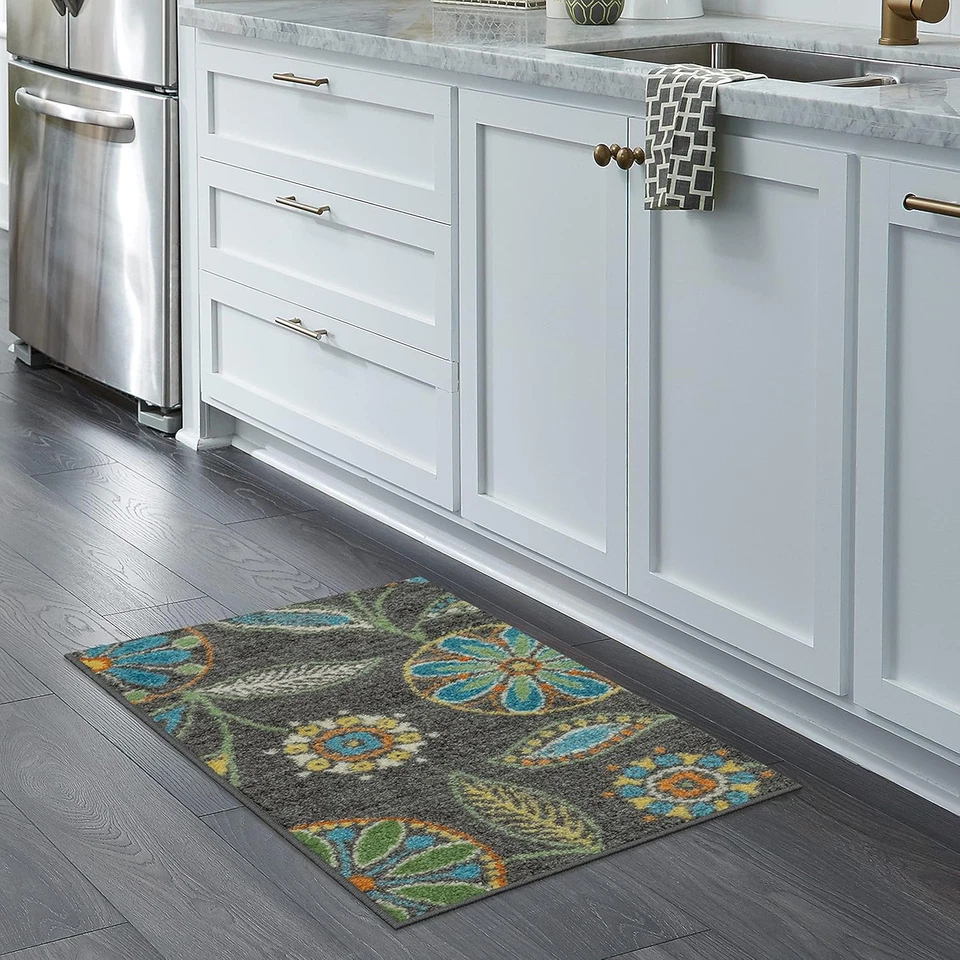 Reggie Floral Kitchen Rugs Non Skid Accent Area Carpet [Made in USA], Multi, 2'6 - Image 2 of 4