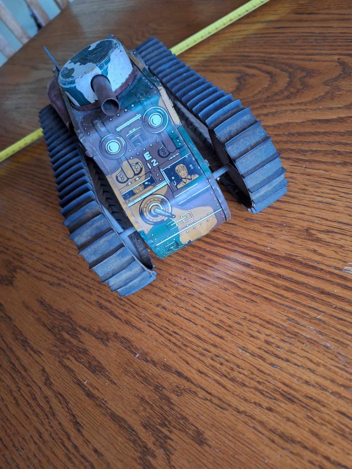 VINTAGE MARX TOY PRESSED STEEL WW1 WW2 WIND UP E12 ARMY TANK NO KEY