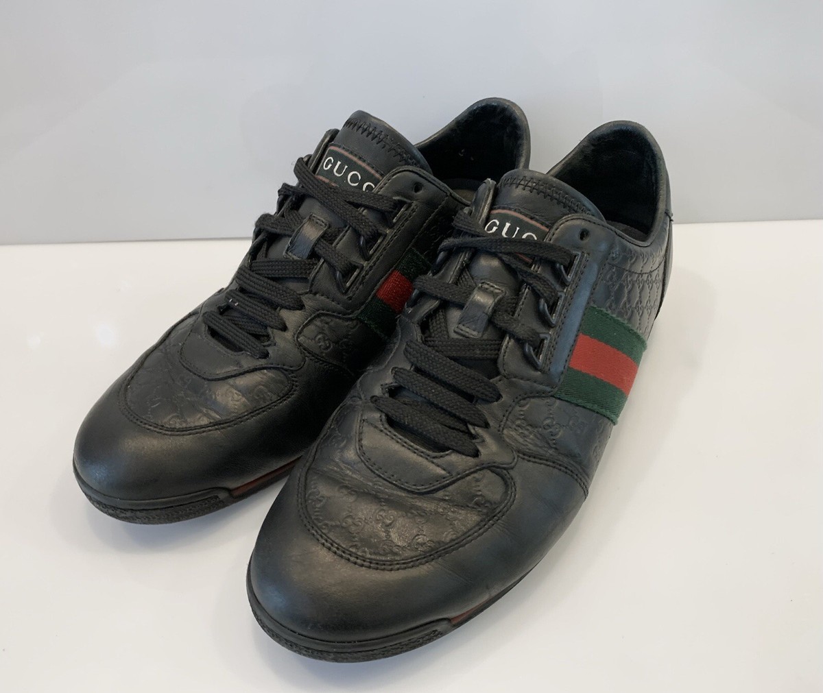 スニーカー GUCCI LEATHER SNEAKER Men's Gucci Monogram Leather Sneakers Training Shoes Web