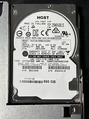 HUC101890CSS204  900GB SAS DISK DRIVE - 6Gbps - DA - PN:  0B31848