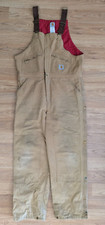 Carhartt Overalls Mens 40x32 Duck Canvas Brown Double Knee Bib R04 Pants  USA
