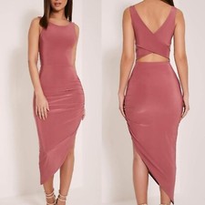 PrettyLittleThing Rose Pink Assymetrical Midi Dress