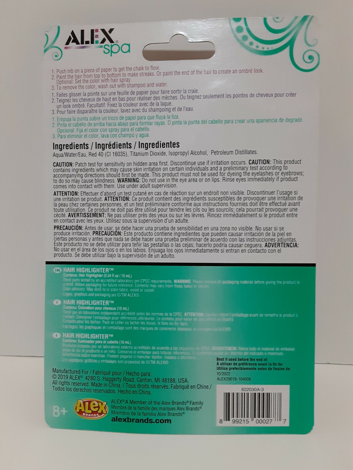 2 Count Alex Spa Hair Highlighter Pink & Teal Glides on Bright Fast Dry