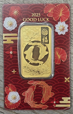 2025 Good Luck Koi Fish 1 oz Gold Bar PAMP Suisse - 999.9 Fine in