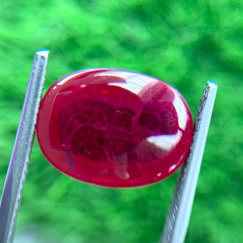 PIGEON BLOOD RED 15. CT RUBY CHATHUM CORUNDUM OVAL CABOCHON LAB CREATED GEMSTONE - Picture 4 of 4