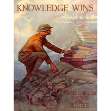 PROPAGANDA WAR WWII USA KNOWLEDGE BOOKS LIBRARY FINE ART PRINT POSTER