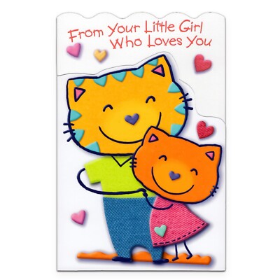 Loving FATHER'S DAY Card FROM YOUNG DAUGHTER, Cat Hugs by American Greetings +  