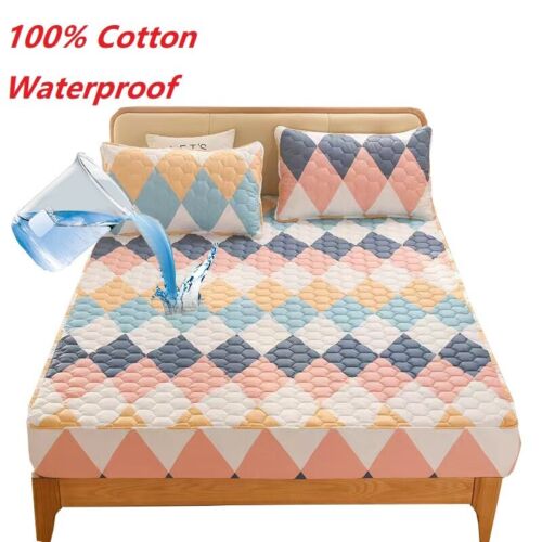 Housse de protection de lit en coton pur de haute qualité housse de matelas matelassée drap ajusté - Photo 1 sur 42