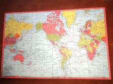 Vtg Wooden Jigsaw Puzzle Rand McNally Joseph K Straus Map of the World No 344