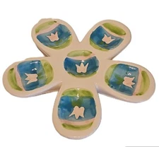 EGG / DEVILED EGG Daisy SHAPE Platter  Plate HAND PAINTED Tulips