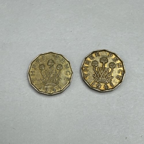 Lot Of 2 1941 King George VI Brass Threepence Coin