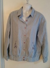 ALFRED DUNNER Blue White Checked Jacket 16P Button-front Made in USA Long Sleeve