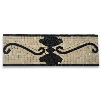 B0001PT Marble Mosaic Border Listello Tile Royal Nero 4x12 Polished Tumbled