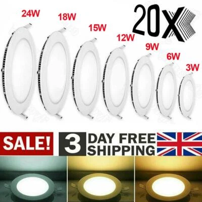 DEPHTHON UK Ultra Slim Recessed LED Flat Panel Ceiling Spot Lights Downlights Spotlights