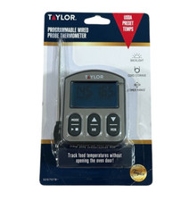 TAYLOR Digital Wired Probe Meat Thermometer w/Timer Programmable New in Package
