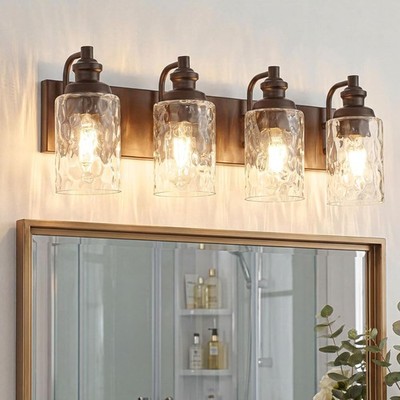 4-Light Bathroom Vanity Light Fixture Over Mirror, Oil-Rubbed Bronze | Clear