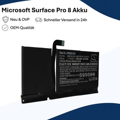 Akku für Tablet Microsoft Surface Pro 8 4414 mAh 50.20 Wh Li-ion Schwarz NEU OEM