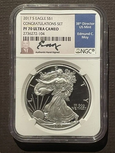 2017-S $1 SILVER AMERICAN EAGLE Congratulations Set NGC PF70 : EDMUND MOY  07748