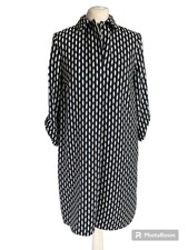 BNWT Phase Eight Ikat print ivory navy 3/4 sleeve shirt dress UK 10 pockets New