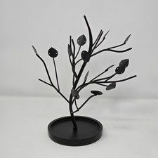 Metal Jewelry Display Tree With Leaves Round Base 14 Pair Earrings Holder 11