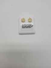 8mm 925 sterling silver Nuggets earrings men 14k Gold Plated Circle 
