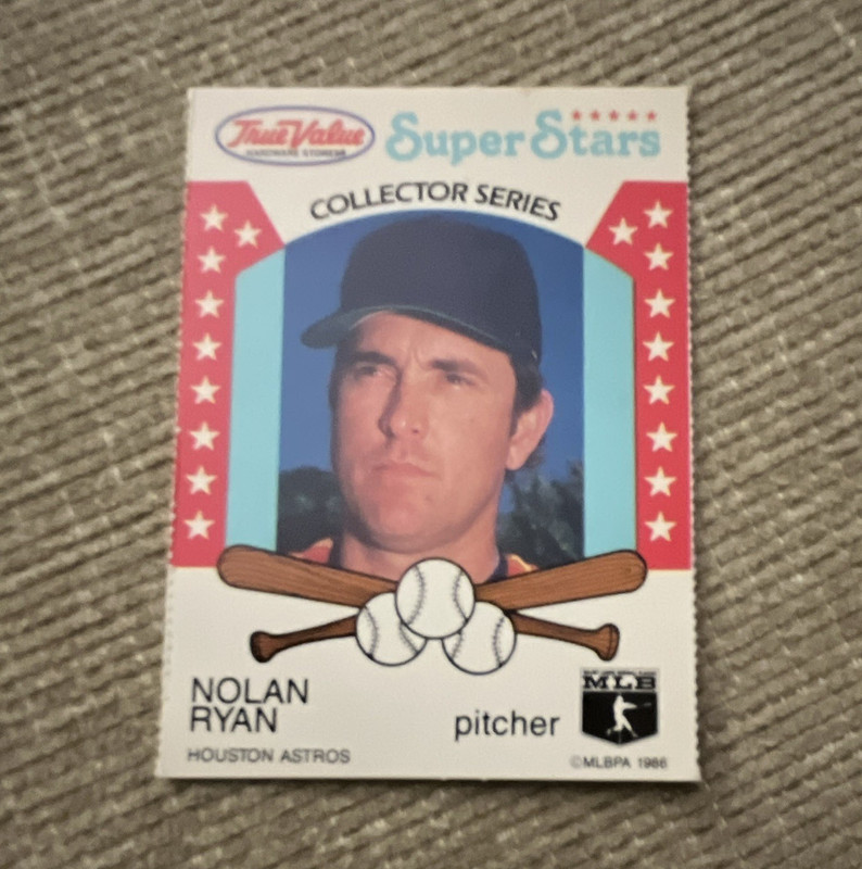 1986 True Value Hardware Super Stars Collector Series Nolan Ryan #26 Astros /30