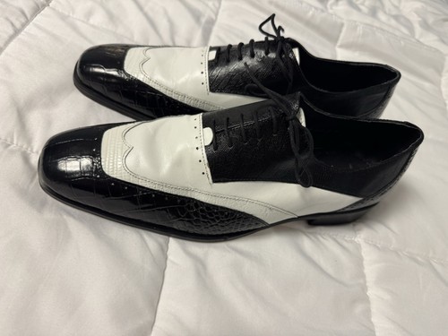 Stacy Adams Herren Leder Flügelspitze Oxford Schuhe, schwarz zweifarbig, Größe 11