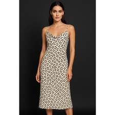 Theory Leopard Print Spaghetti Strap Slip Dress Gown size P small 