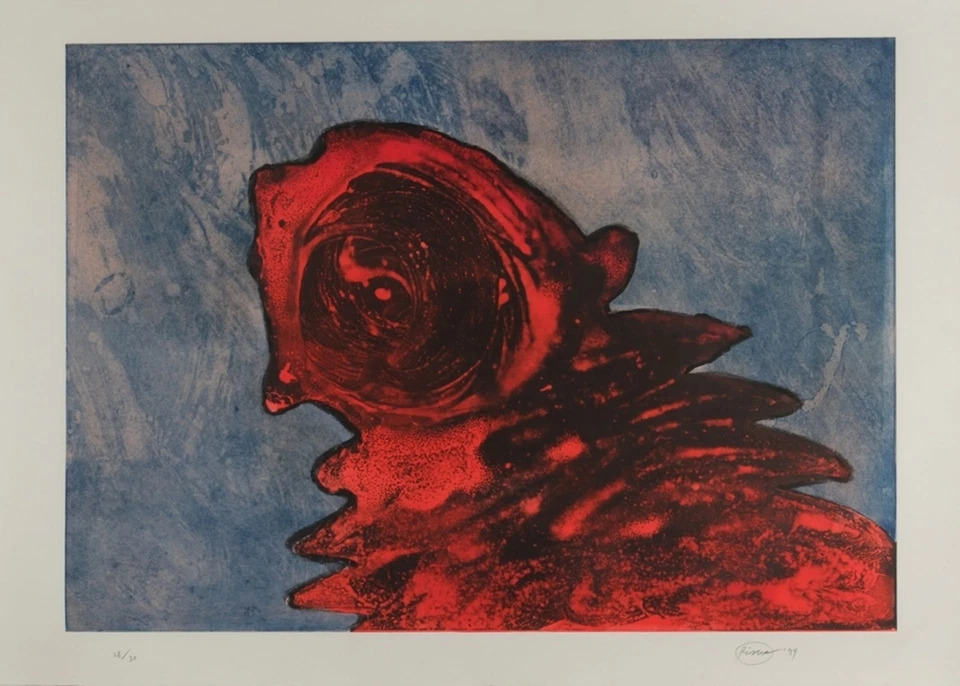 Otto Piene Farbaquatinta Radierung handsigniert datiert nummeriert - Bild 2 von 3