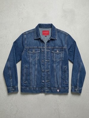 Vintage Guess Jeans Georges Marciano Denim Trucker Jacket Mens Small 90s Boxy