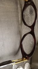 Vintage Style Round Brown Plastic Eyeglass Frames with Gold Accents